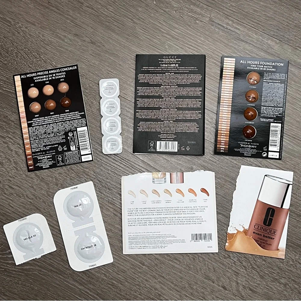 NWT Luxury Foundation Concealer Sample Bundle Gucci YSL Charlotte Tilbury RMS - Picture 15 of 16